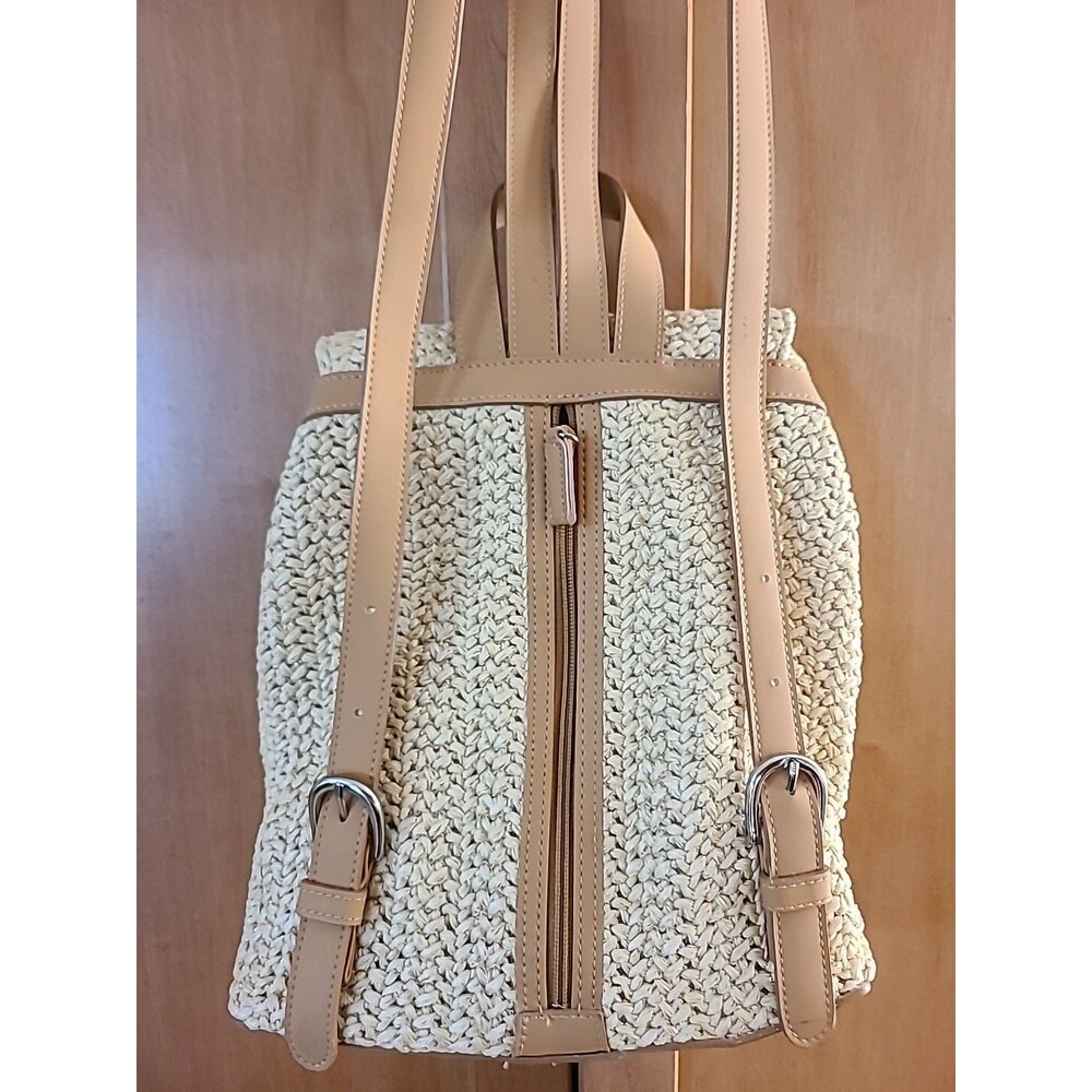 NINE WEST*Vegan* Straw Woven * 2 Tone Natural Colors*Nautical boho - Picture 9 of 13